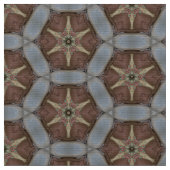 多用途ティール（緑がかった色）自然&ブラウン表具生地 ファブリック (クローズアップ)