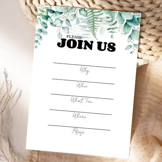 多用途ユーカリのシンプル招待状 招待状