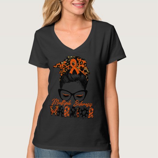 多発性硬化症の戦士の女性の眼鏡メッシーバン Tシャツ (正面)