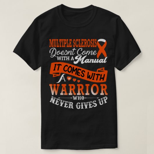 多発性硬化症の戦士オレンジリボンMS Diseas Tシャツ (デザイン正面)