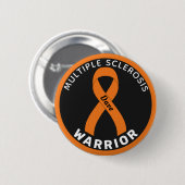 多発性硬化症の戦士リボンブラックボタン 缶バッジ (正面&裏面)