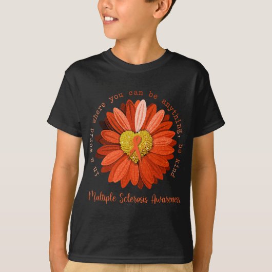 多発性硬化症の種類認識度オレンジリボン Tシャツ (正面)