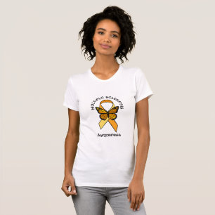 多発性硬化症オレンジ認識度蝶 Tシャツ