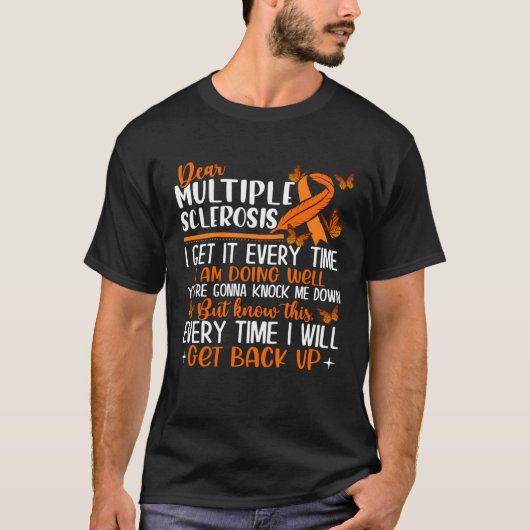 多発性硬化症バタフライリボン世界MSデイ Tシャツ (正面)