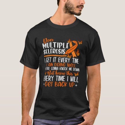 多発性硬化症バタフライリボン世界MSデイ Tシャツ (正面)