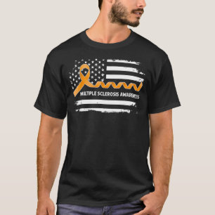 多発性硬化症認識度アメリカ国旗オラン Tシャツ