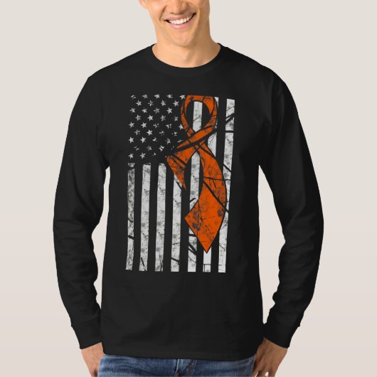多発性硬化症認識度オレンジリボンUsa Ame Tシャツ (正面)