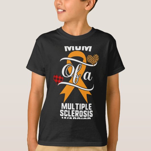 多発性硬化症認識度ヒョウ水牛プレイド Tシャツ (正面)