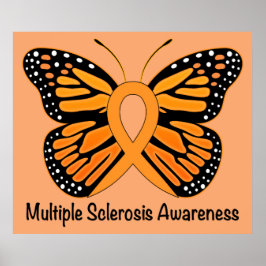 多発性硬化症認識度リボンと蝶 ポスター