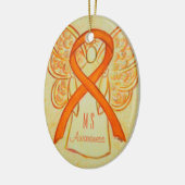 多発性硬化症認識度リボンエンジェルオーナメント セラミックオーナメント (左)