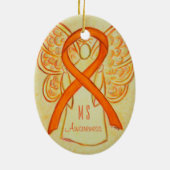 多発性硬化症認識度リボンエンジェルオーナメント セラミックオーナメント (裏面)