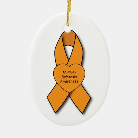多発性硬化症認識度リボンハート セラミックオーナメント (正面)