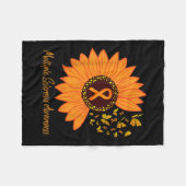 多発性硬化症認識度リボン花Msお尻 フリースブランケット (正面(横))