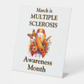 多発性硬化症認識度リボン 台座サイン (正面)