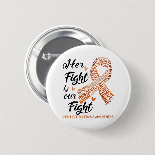 多発性硬化症認識度彼女の戦いは我々の危険である 缶バッジ (正面&裏面)