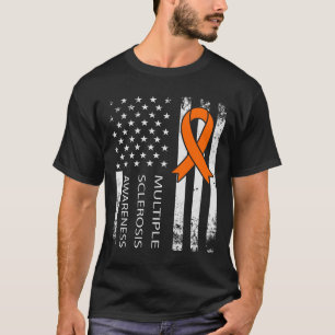 多発性硬化症認識度米国国旗レトロ Tシャツ