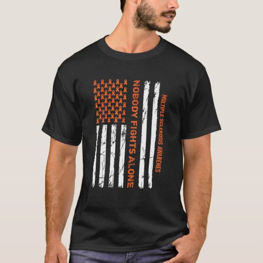 多発性硬化症認識度Msアメリカ国旗1 Tシャツ (正面)