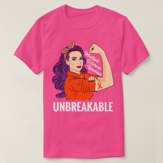 多発性硬化症認識度MSウォリアーUnbreakabl Tシャツ (デザイン正面)