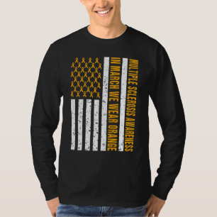 多発性硬化症認識度Ms.オレンジリボンUs Tシャツ