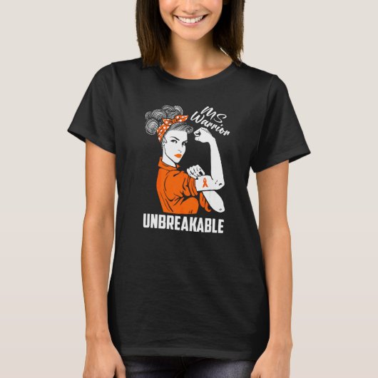 多発性硬化症認識度Ms Warrior Unbreakabl Tシャツ (正面)