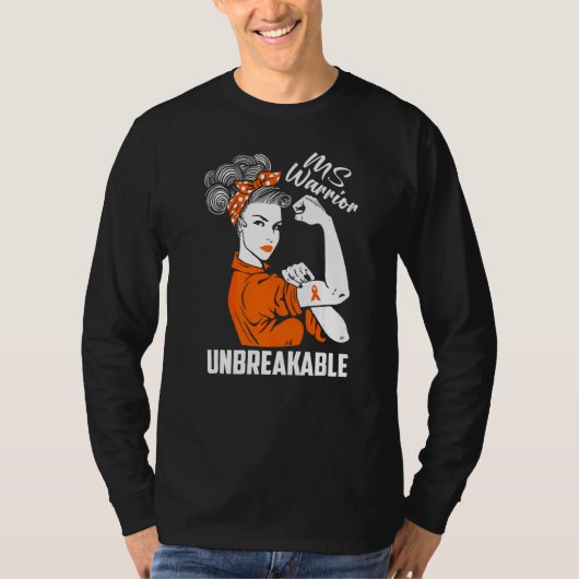 多発性硬化症認識度Ms Warrior Unbreakabl Tシャツ (正面)