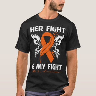 多発性硬化症(MS)啓発バタフライ 私の闘いは彼女の闘い Tシャツ