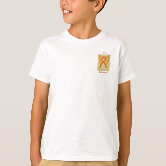 多発性硬化症(MS)認識度リボンエンジェルティー Tシャツ (正面)
