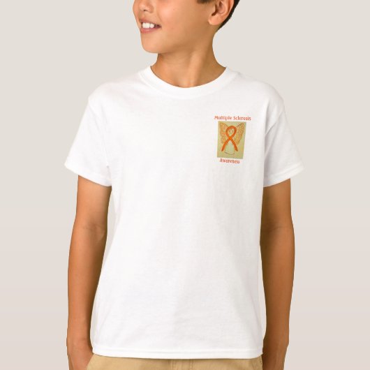 多発性硬化症(MS)認識度リボンエンジェルティー Tシャツ (正面)