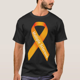 多発性硬化症MSオレンジ色認識度リボン Tシャツ