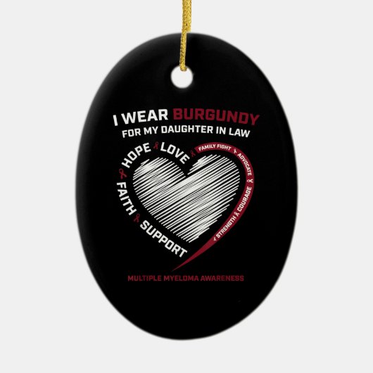 多発性骨髄腫の娘婿のブルゴーニュ セラミックオーナメント (正面)