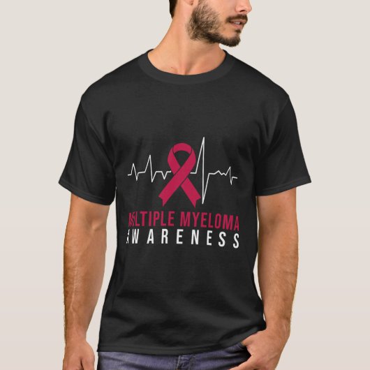 多発性骨髄腫認識度心拍 Tシャツ (正面)