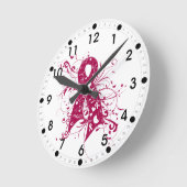 多発性骨髄腫認識度旋回リボン ラウンド壁時計 (傾斜)