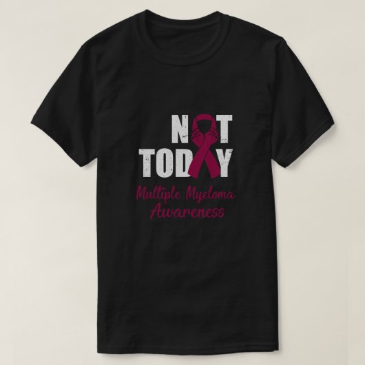 多発性骨髄腫認識度Burgundy Ribbonをサポート Tシャツ (デザイン正面)