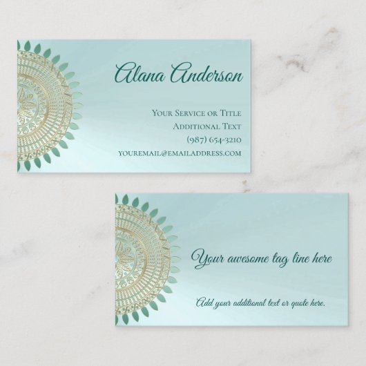 多目的で真新しい緑および金ゴールドの曼荼羅 名刺 (正面/裏面)