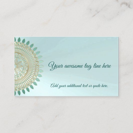 多目的で真新しい緑および金ゴールドの曼荼羅 名刺 (裏面)