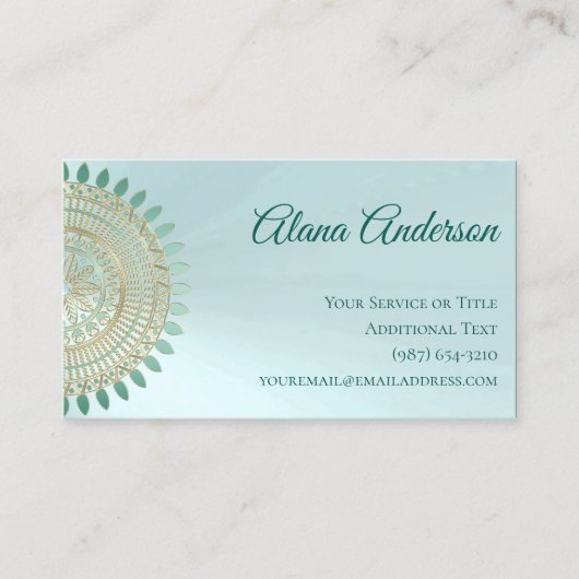 多目的で真新しい緑および金ゴールドの曼荼羅 名刺 (正面)