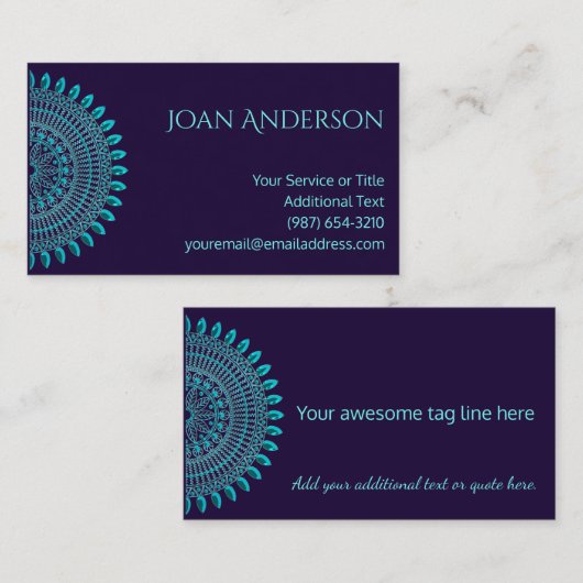 多目的なティール（緑がかった色）の曼荼羅 名刺 (正面/裏面)