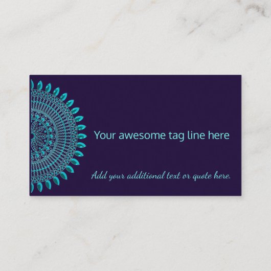 多目的なティール（緑がかった色）の曼荼羅 名刺 (裏面)