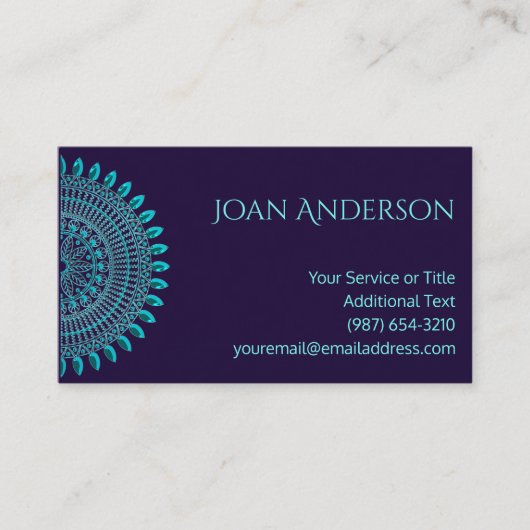 多目的なティール（緑がかった色）の曼荼羅 名刺 (正面)