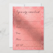 多目的エレガントにピンクダマスク塗りカスタム潰し 招待状 (正面)