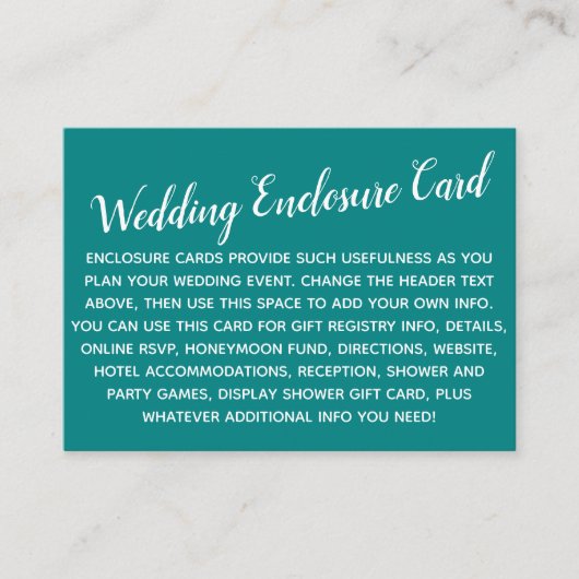 多目的カスタムシンプルティール(緑がかった色)DIY結婚のダーク エンクロージャーカード (正面)