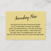 多目的カスタムシンプルDIYの結婚カスタードイエロー エンクロージャーカード (裏面)