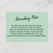 多目的カスタムシンプルDIY結婚のアイスミント エンクロージャーカード (裏面)