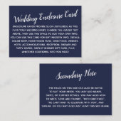 多目的カスタムシンプルDIY結婚のネイビーブルー エンクロージャーカード (正面/裏面)