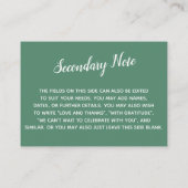 多目的カスタムシンプルDIY結婚のパーフェクトグリーン エンクロージャーカード (裏面)