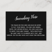 多目的カスタムシンプルDIY結婚ズホワイトオンブラック エンクロージャーカード (裏面)