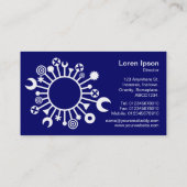 多目的サークル – ホワイトオン深いネイビー 名刺 (裏面)