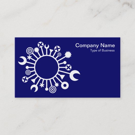 多目的サークル – ホワイトオン深いネイビー 名刺 (正面)