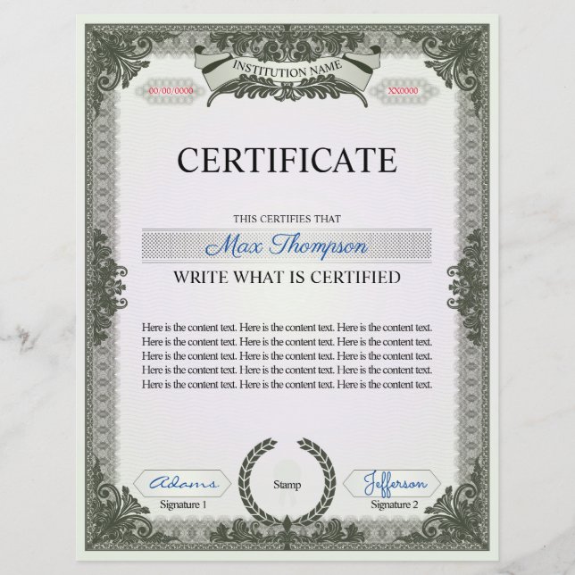 多目的証明書 (正面)