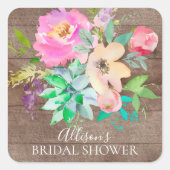 多糖とフローラブライダルシャワー封筒用シール スクエアシール (正面)